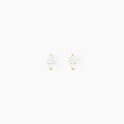 Boucles D'oreilles Puces Muflier Or Jaune Oxyde