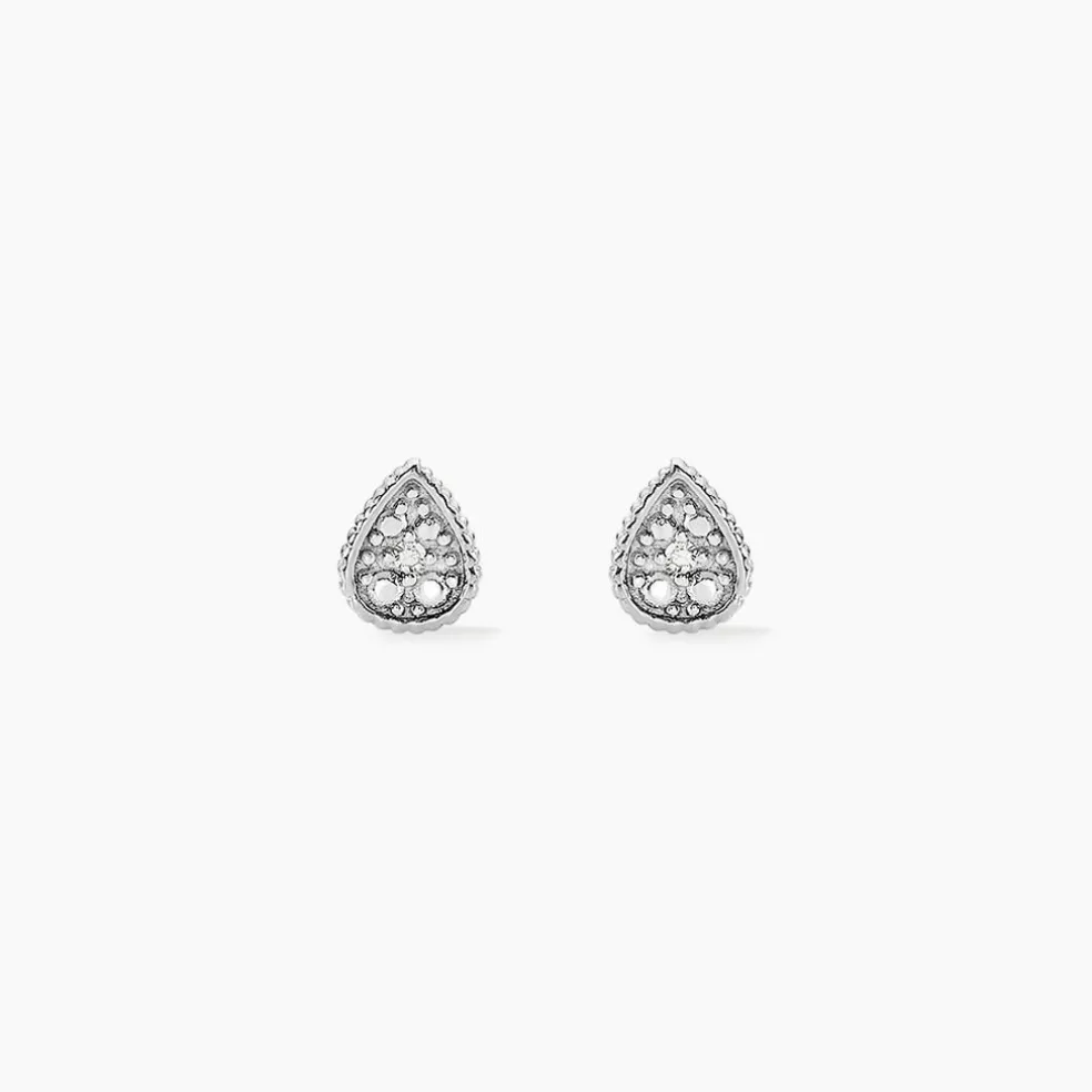 Boucles D'oreilles Puces Mon 1er Diamant Or Blanc Diamant