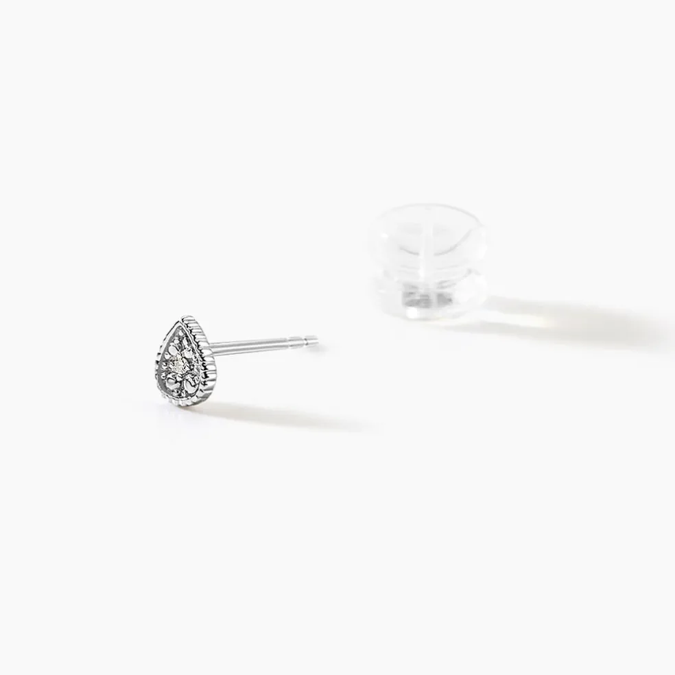 Boucles D'oreilles Puces Mon 1er Diamant Or Blanc Diamant