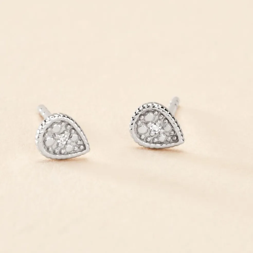 Boucles D'oreilles Puces Mon 1er Diamant Or Blanc Diamant