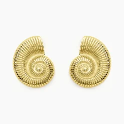 Boucles D'oreilles Puces Mermaid Acier Jaune