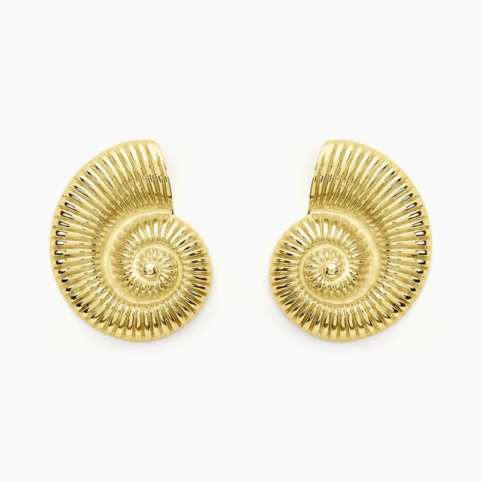 Boucles D'oreilles Puces Mermaid Acier Jaune