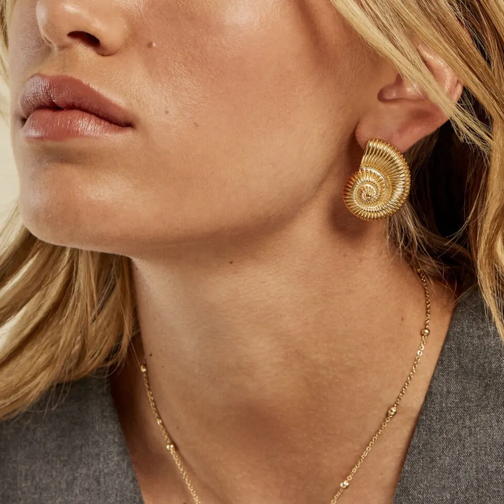 Boucles D'oreilles Puces Mermaid Acier Jaune