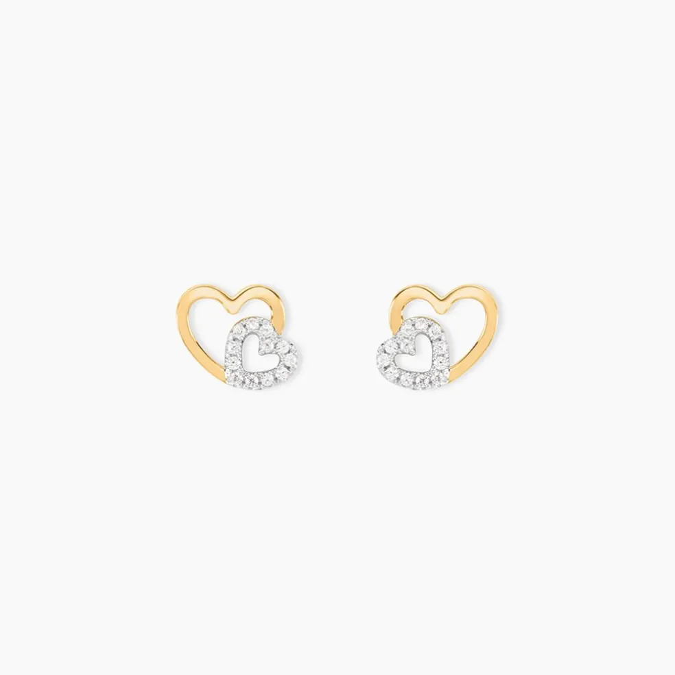 Boucles D'oreilles Puces Marineta Or Jaune Oxyde De Zirconium