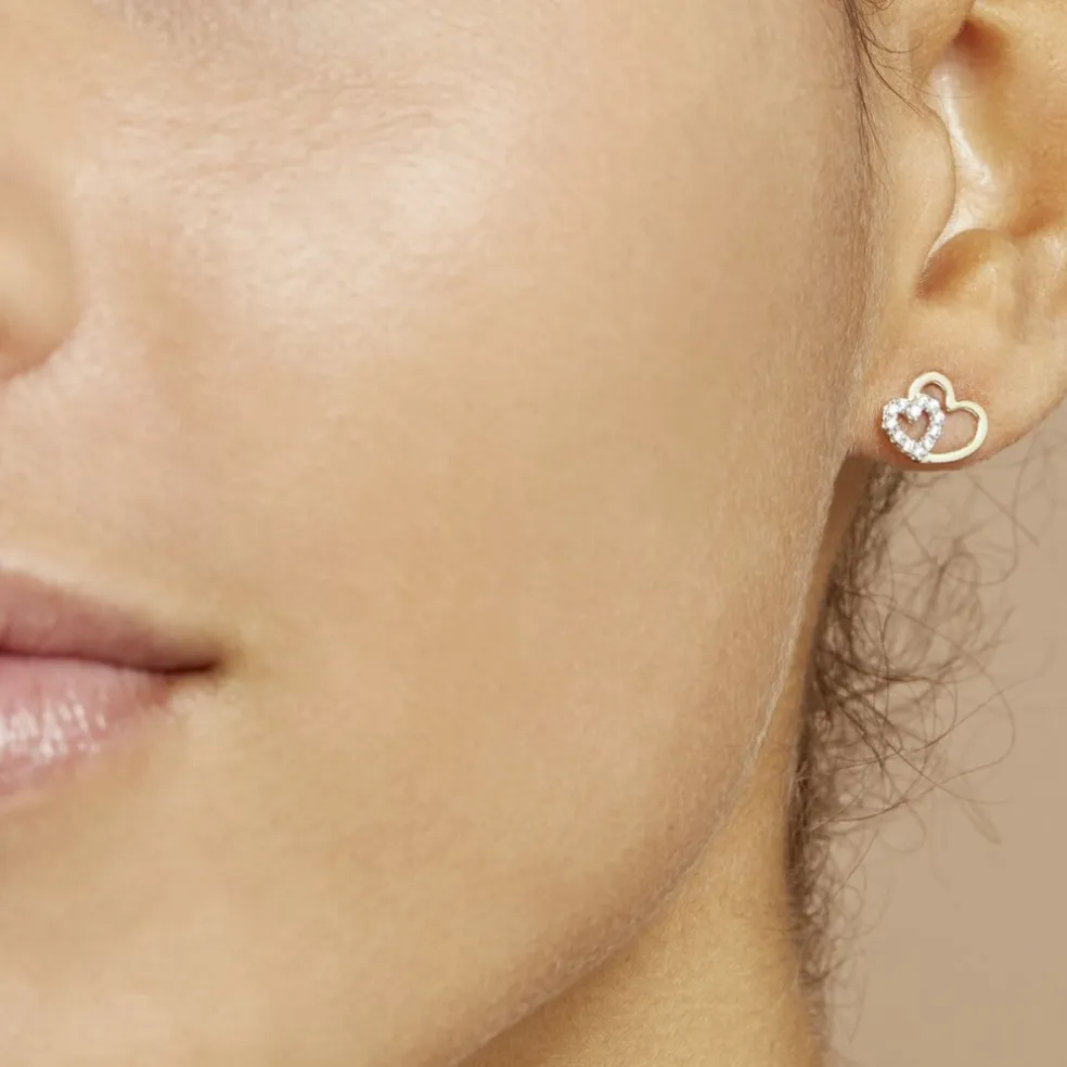 Boucles D'oreilles Puces Marineta Or Jaune Oxyde De Zirconium