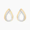 Boucles D'oreilles Puces Marilynn Or Bicolore Diamant Blanc