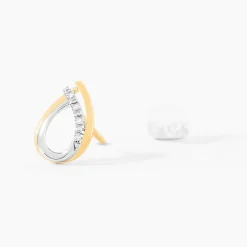 Boucles D'oreilles Puces Marilynn Or Bicolore Diamant Blanc