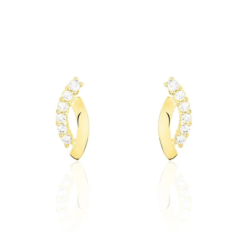 Boucles D'oreilles Puces Marlyatou Or Jaune Oxyde De Zirconium