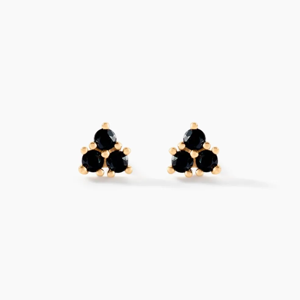 Boucles D'oreilles Puces Midnight Royalty Plaqué Or Jaune Oxyde
