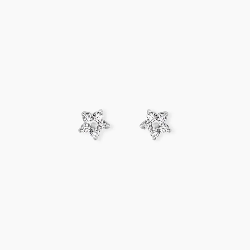 Boucles D'oreilles Puces Meriame Argent Blanc Oxyde De Zirconium