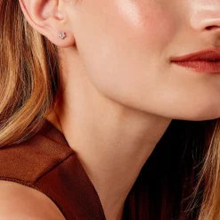 Boucles D'oreilles Puces Meriame Argent Blanc Oxyde De Zirconium