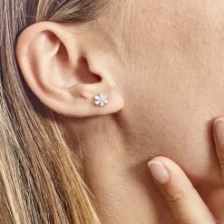 Boucles D'oreilles Puces Maelane Or Blanc Oxyde De Zirconium