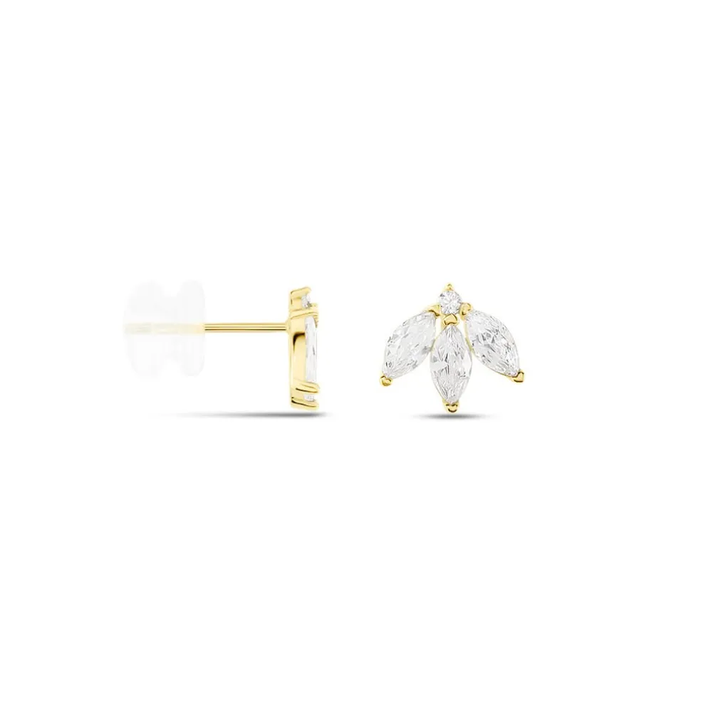Boucles D'oreilles Puces Margret Or Jaune Oxyde De Zirconium