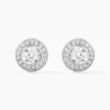 Boucles D'oreilles Puces Marquise Argent Blanc Oxyde De Zirconium