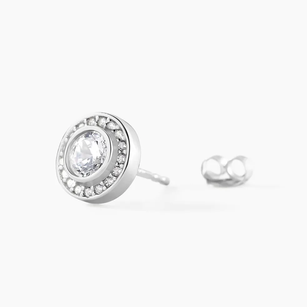 Boucles D'oreilles Puces Marquise Argent Blanc Oxyde De Zirconium