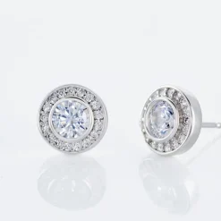 Boucles D'oreilles Puces Marquise Argent Blanc Oxyde De Zirconium