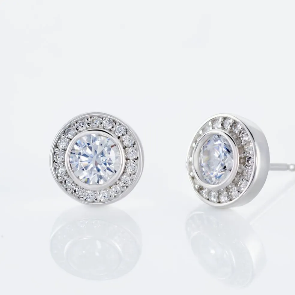 Boucles D'oreilles Puces Marquise Argent Blanc Oxyde De Zirconium