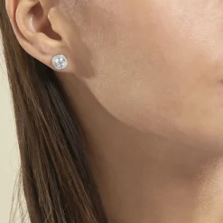 Boucles D'oreilles Puces Marquise Argent Blanc Oxyde De Zirconium