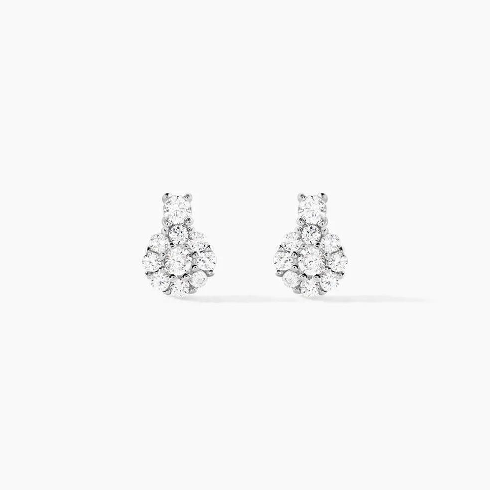 Boucles D'oreilles Puces Melyna Argent Blanc Oxyde De Zirconium