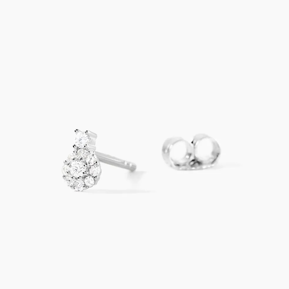 Boucles D'oreilles Puces Melyna Argent Blanc Oxyde De Zirconium