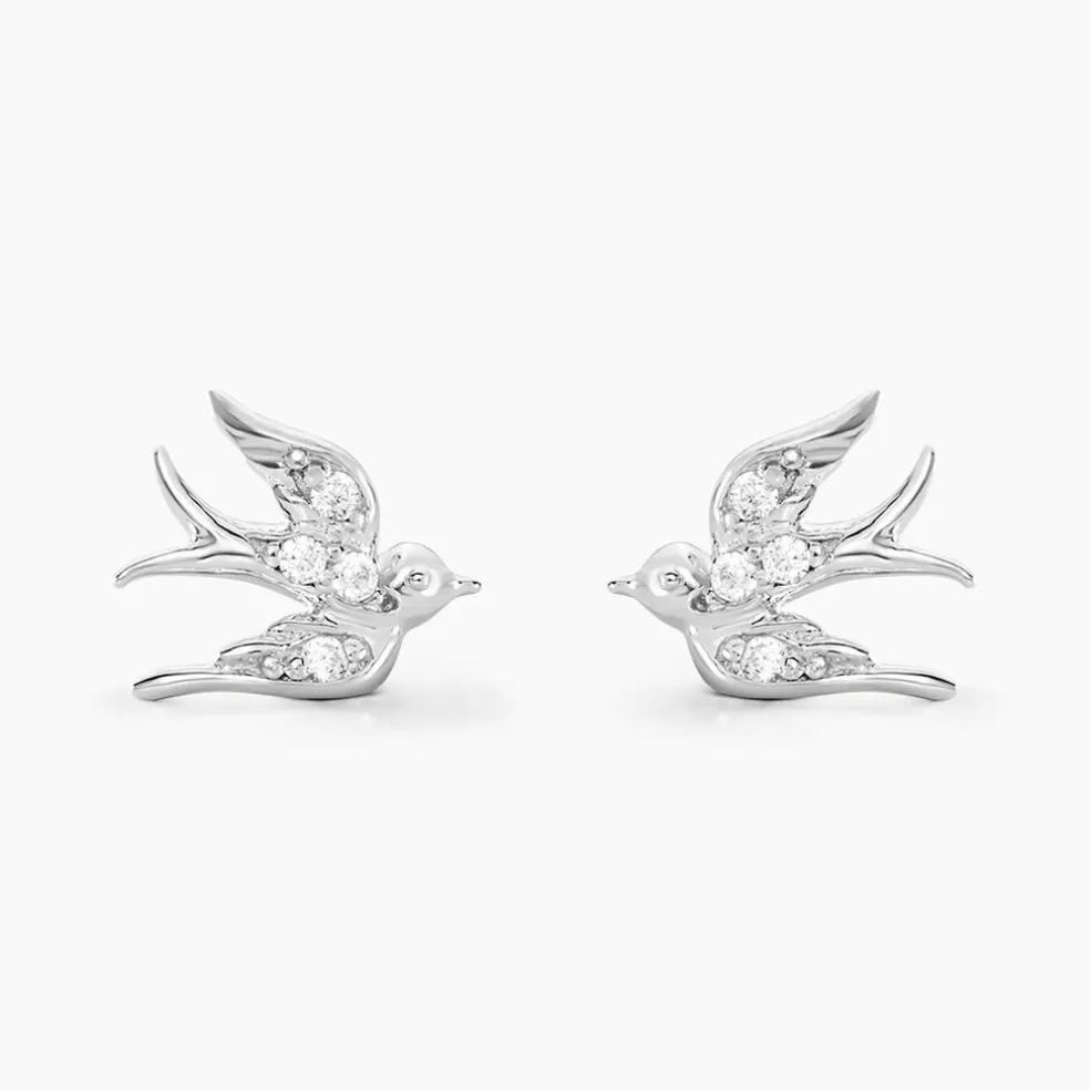 Boucles D'oreilles Puces Marilla Argent Blanc Oxyde De Zirconium