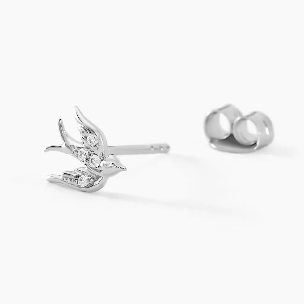 Boucles D'oreilles Puces Marilla Argent Blanc Oxyde De Zirconium