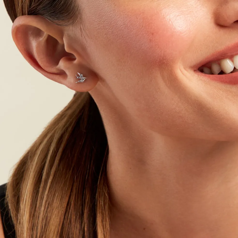 Boucles D'oreilles Puces Marilla Argent Blanc Oxyde De Zirconium