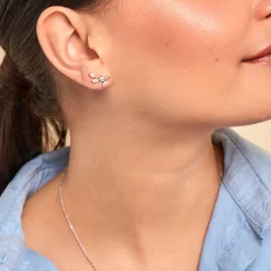 Boucles D'oreilles Puces Milda Argent Blanc Oxyde De Zirconium