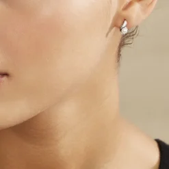 Boucles D'oreilles Puces Mellie Argent Blanc Perle De Culture