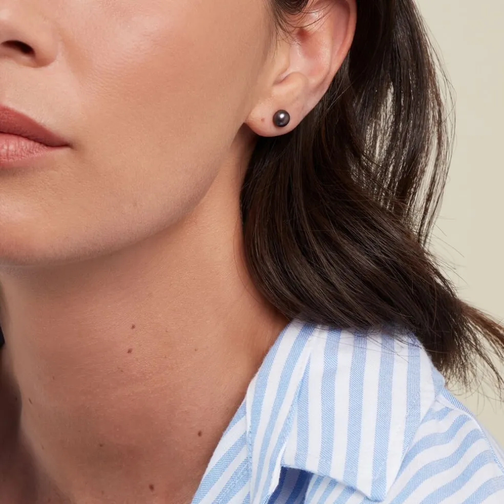 Boucles D'oreilles Puces Micaelle Teintees Or Jaune Perle De Culture