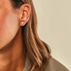 Boucles D'Oreilles Puces Nikandros Or Jaune Nacre