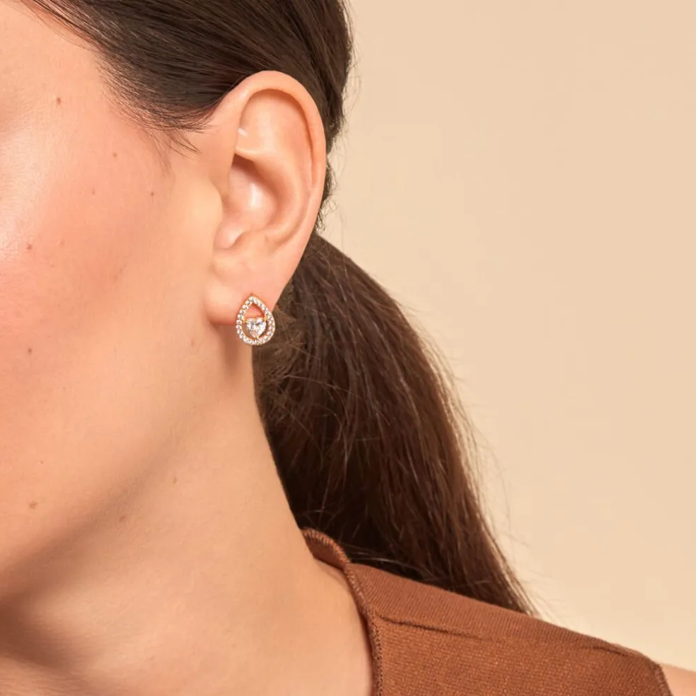 Boucles D'oreilles Puces Norig Plaqué Or Jaune Oxyde De Zirconium