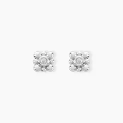 Boucles D'oreilles Puces Neorah Argent Blanc Oxyde De Zirconium