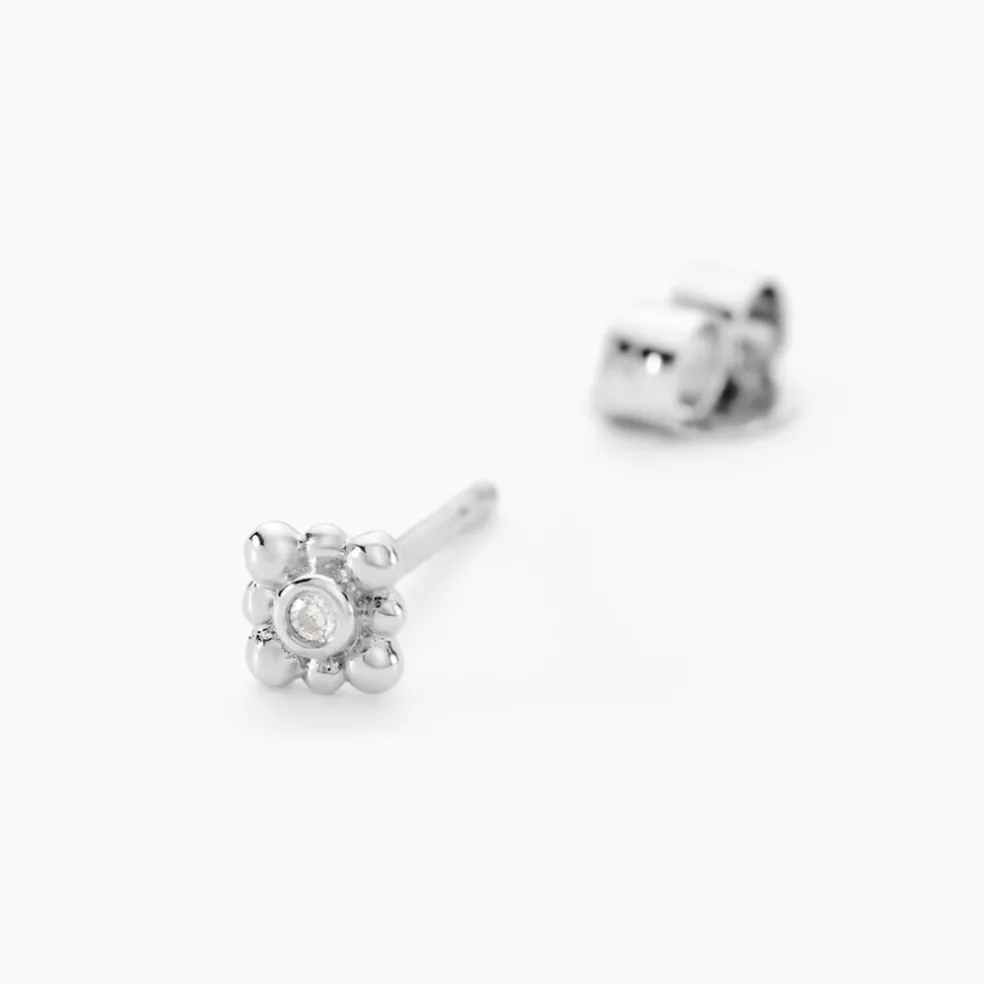 Boucles D'oreilles Puces Neorah Argent Blanc Oxyde De Zirconium