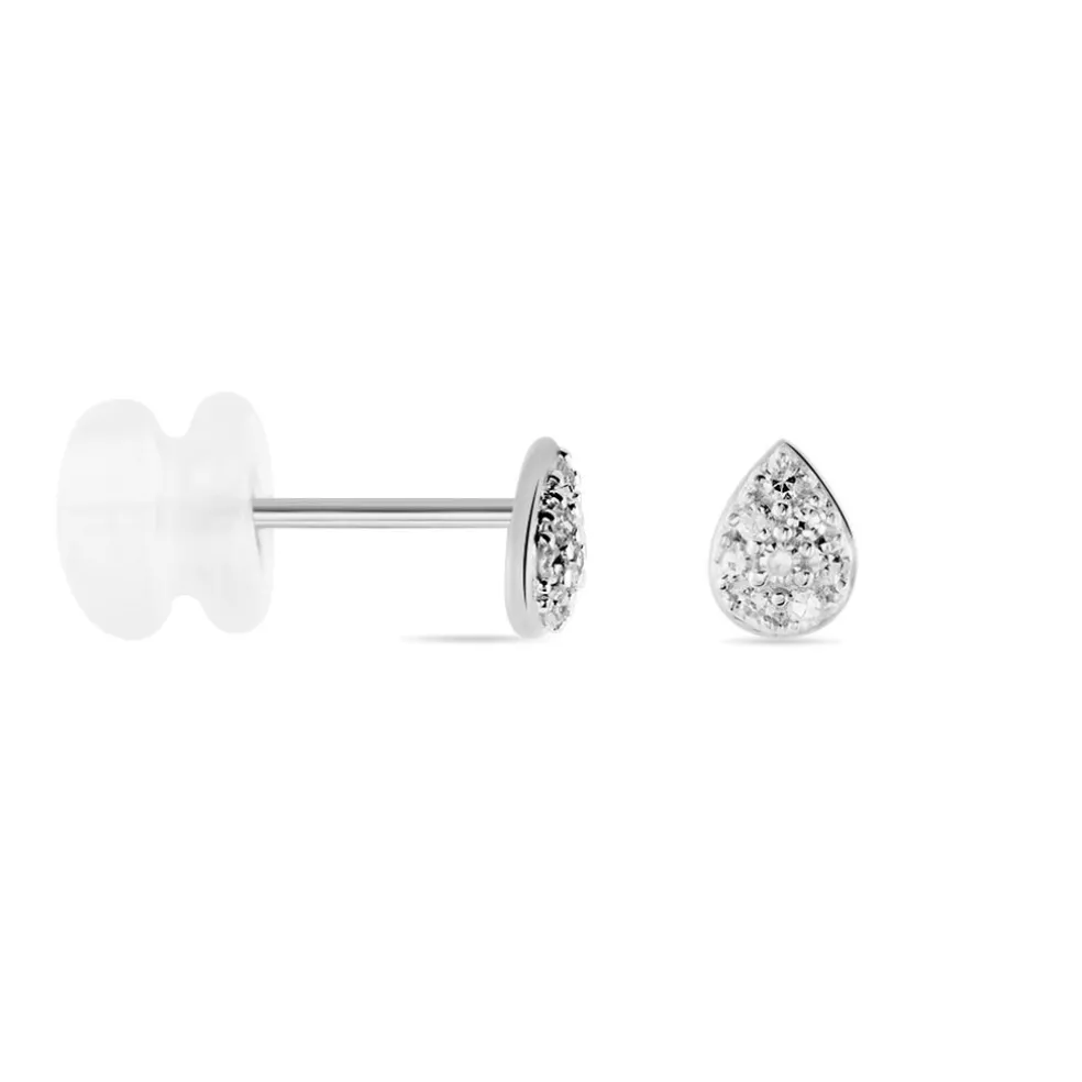 Boucles D'oreilles Puces Nevena Or Blanc Diamant