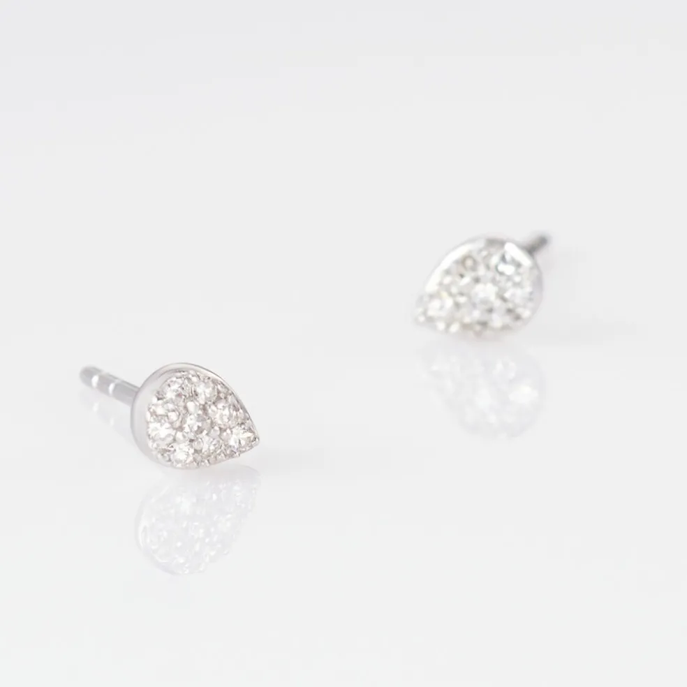 Boucles D'oreilles Puces Nevena Or Blanc Diamant