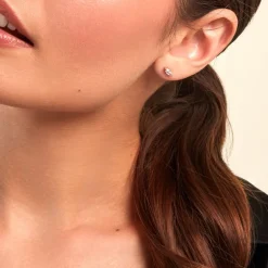 Boucles D'oreilles Puces Navette Argent Rose Oxyde De Zirconium