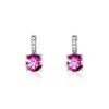 Boucles D'oreilles Puces Noora Or Blanc Topaze Rose Oxyde De Zirconium