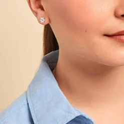 Boucles D'oreilles Puces Niva Argent Blanc