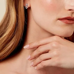 Boucles D'oreilles Puces Nonna Argent Blanc Oxyde De Zirconium