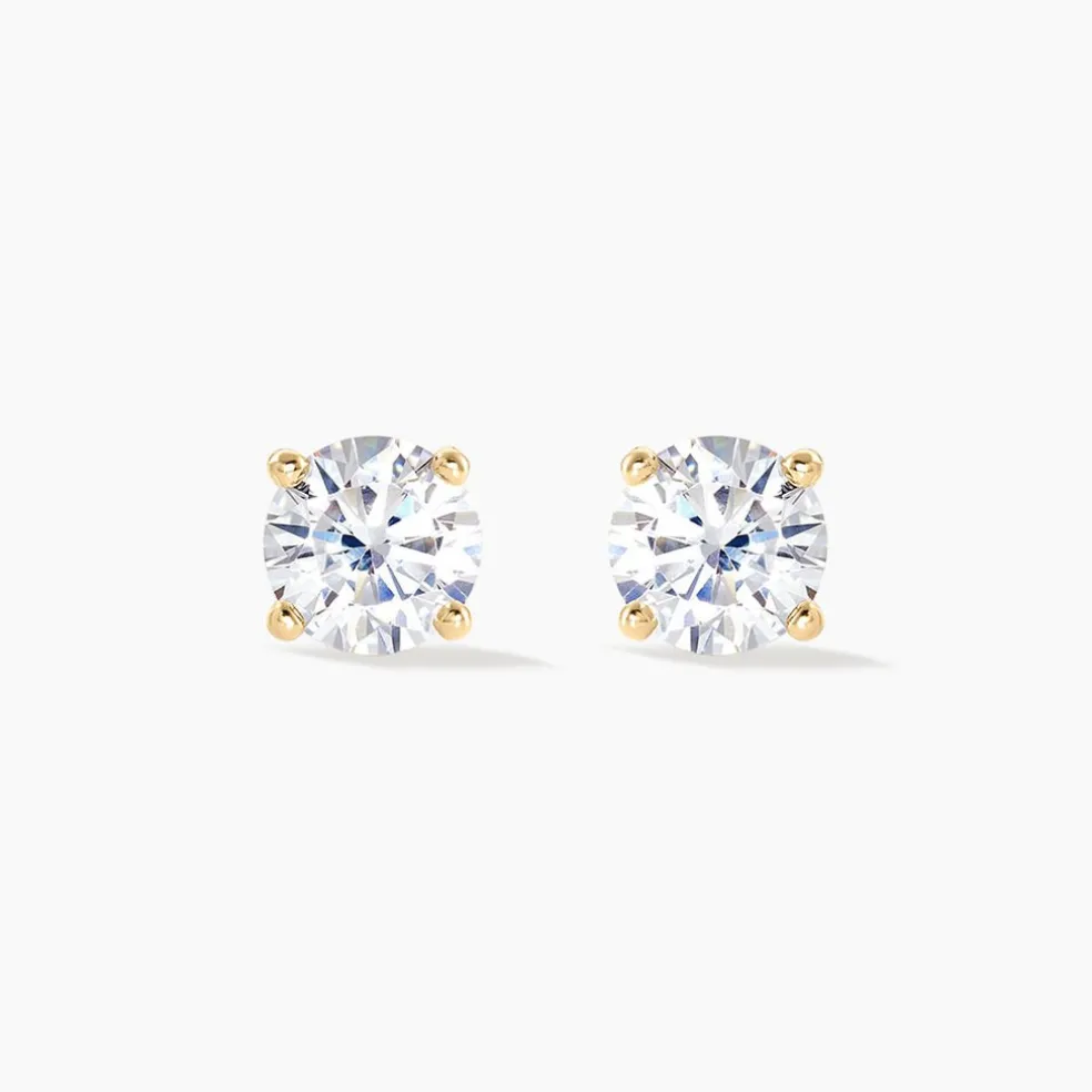 Boucles D'oreilles Puces Nilay Plaqué Or Jaune Oxyde De Zirconium