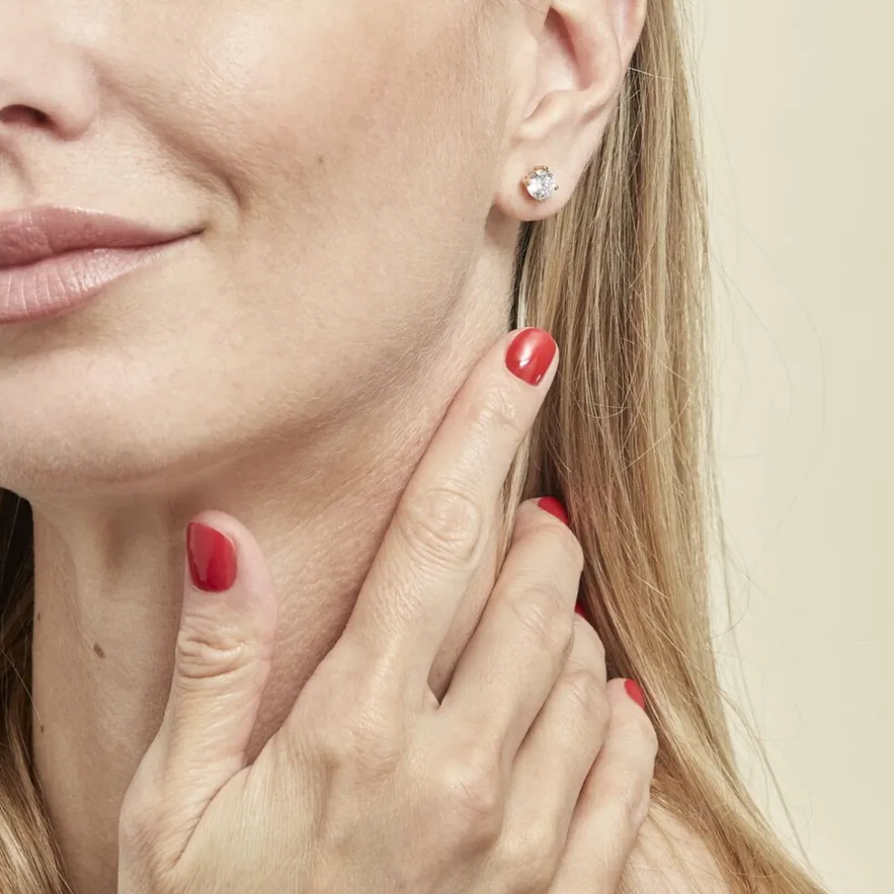 Boucles D'oreilles Puces Nilay Plaqué Or Jaune Oxyde De Zirconium