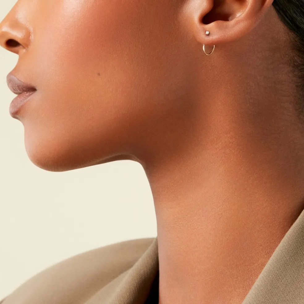 Boucles D'Oreilles Puces Nefertari Or Jaune Oxyde De Zirconium