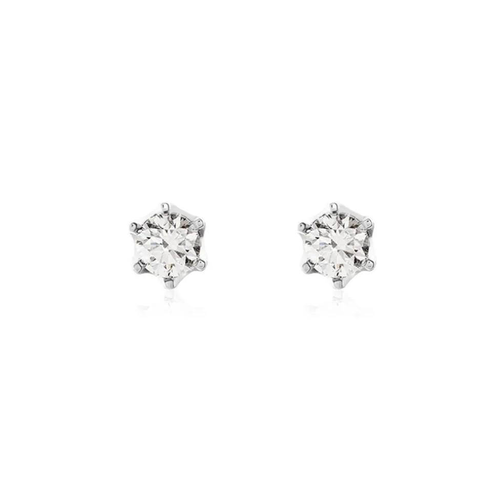 Boucles D'oreilles Puces Natalia Pl Platine Blanc Diamant