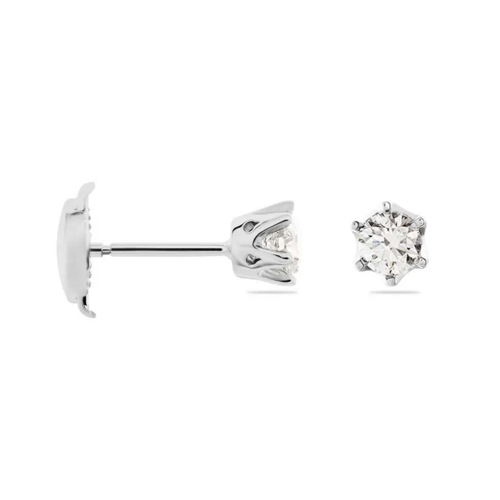 Boucles D'oreilles Puces Natalia Pl Platine Blanc Diamant