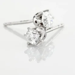 Boucles D'oreilles Puces Natalia Pl Platine Blanc Diamant