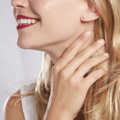 Boucles D'oreilles Puces Natalia Pl Platine Blanc Diamant