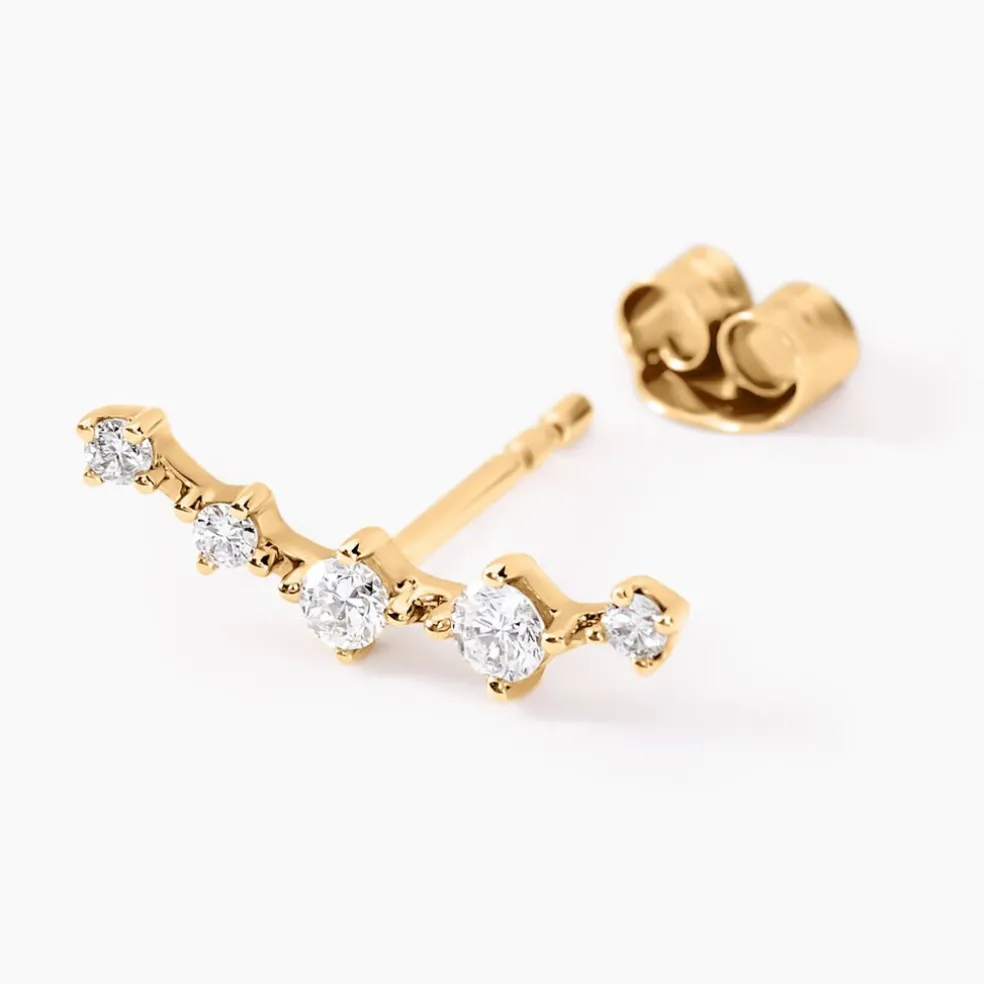 Boucles D'oreilles Puces Nichole Or Jaune Diamant Synthétique