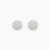 Boucles D'oreilles Puces Or Blanc Strass