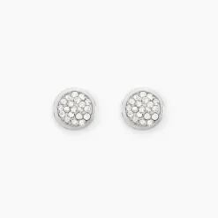 Boucles D'oreilles Puces Or Blanc Strass